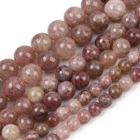 Природного кварца клубники нитей бисера, гладкий круглый