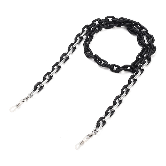 Eyeglasses Chains, Neck Strap for Eyeglasses, with Spray Painted CCB Plastic Cable Chains, 304 Stainless Steel Lobster Claw Clasps and Rubber Loop Ends