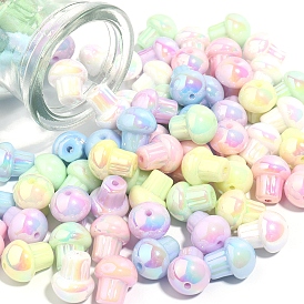 10Pcs Plating Acrylic Beads, Mushroom