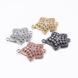 Brass Micro Pave Cubic Zirconia Links, Star