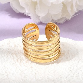 304 Открытые кольца-манжеты из нержавеющей стали с широким ободком для женщин, ионное покрытие (ip)