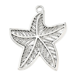 Alliage de style tibétain gros pendentifs, breloques en forme d'étoile de mer texturée