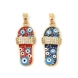 Brass Micro Pave Cubic Zirconia Pendants, with Enamel, Shoe Charms, Real 18K Gold Plated