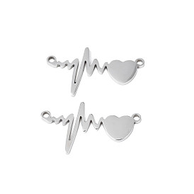 201 Stainless Steel Connector Charms, Heart
