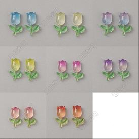 160piezas 8 cabujones de resina luminosa de colores, brillan en la oscuridad, accesorios de la decoración del arte del clavo, tulipán