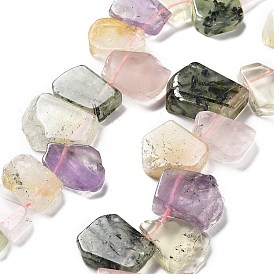 Brins de perles d'améthyste naturelle, de cristal de quartz, de quartz rose, de préhnite et de citrine, nuggets, top foré
