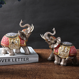 Resin Carved Elephant Figurines, for Home Office Desk Decorations