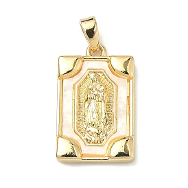 Латунные подвески, с акриловой, прямоугольник с подвесками Девы Марии