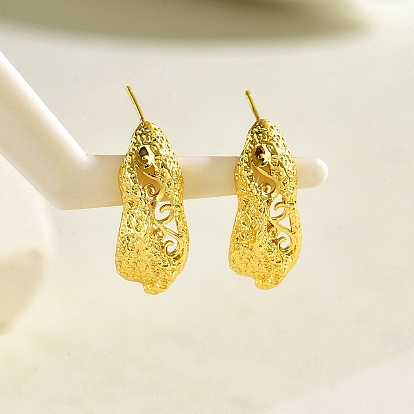 Винтажные полые латунные серьги-гвоздики неправильной формы со складками для женщин