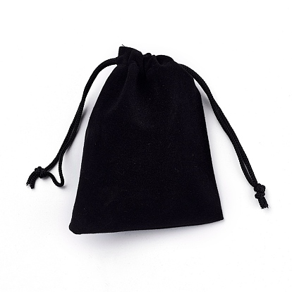 Rectangle Velvet Pouches, Drawstring Bags, with Polyester Rope