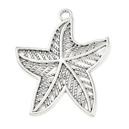 Alliage de style tibétain gros pendentifs, breloques en forme d'étoile de mer texturée