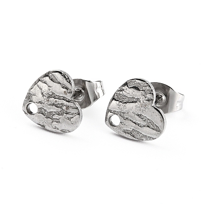 Ионное покрытие (ip) 304 детали серьги-гвоздики из нержавеющей стали, с ушными гайками / серьгами и отверстием, в форме сердца с текстурированной