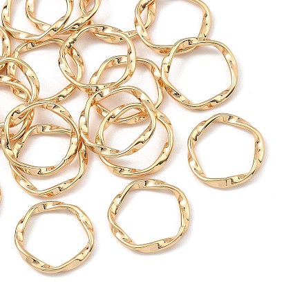 SHEGRACE Brass Linking Rings, Textured Twisted Ring Shape, Lead Free & Cadmium Free & Nickel Free