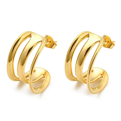 Ion Plating(IP) 304 Stainless Steel Stud Earrings, Split Earrings