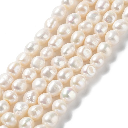 Natural Cultured Freshwater Pearl Beads Strands, Two Side Polished, Grade 6A+