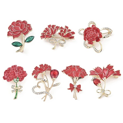 Цветочные эмалевые булавки, броши из цинкового сплава с цветочным узором и стразами для женщин, золотые