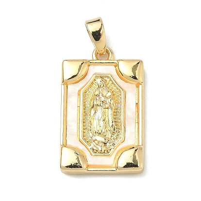 Латунные подвески, с акриловой, прямоугольник с подвесками Девы Марии