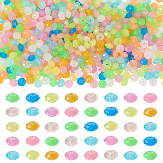 500шт. светящихся пластиковых бусин из полистирола, светится в темноте, разноцветные