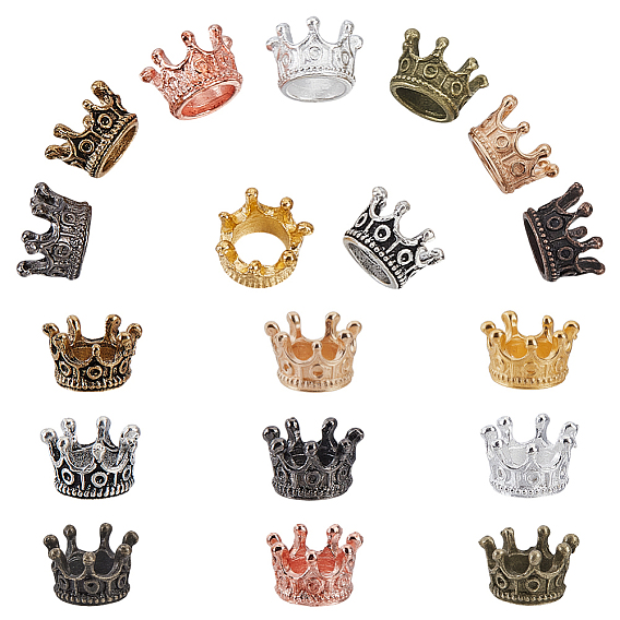 90 шт 9 цвета бусины из сплава тибетского стиля, корона