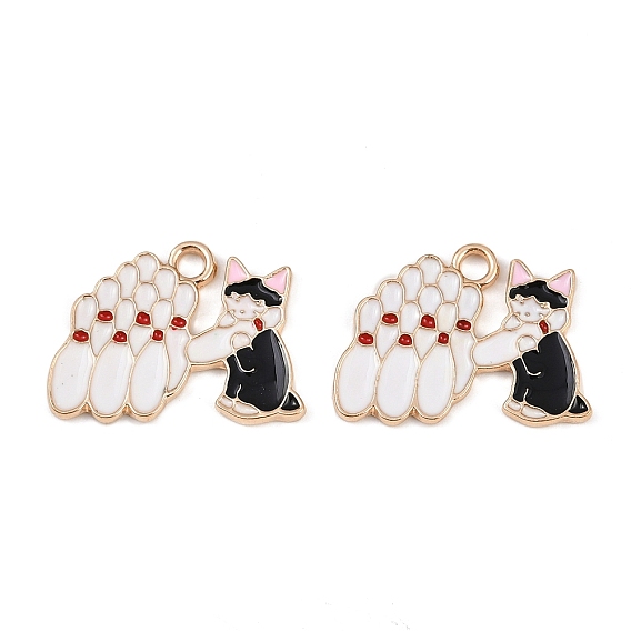 Подвески из эмали и сплава, без кадмия и без свинца, кот с шармом боулинга