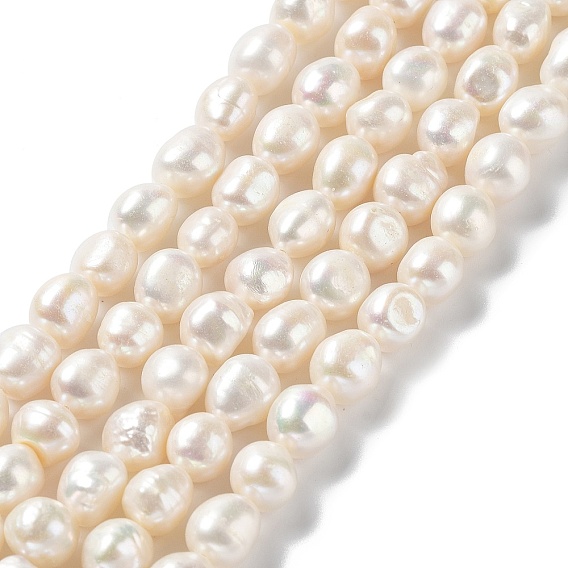 Natural Cultured Freshwater Pearl Beads Strands, Two Side Polished, Grade 6A+