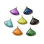 Natural Dolomite Dyed Pendants, Triangle Charms, Golden, with Opal