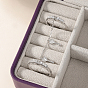 Brass Micro Pave Cubic Zirconia Double Finger Rings for Women, Key