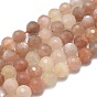 Natural Multi-Moonstone Beads Strands, Faceted, Round
