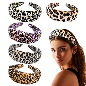 Autumn and Winter European and American Beaded Headband - Leopard Print Velvet Headband