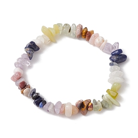 Natural Mixed Gemstone Chips Stretch Bracelets, Chakra Theme Bracelet