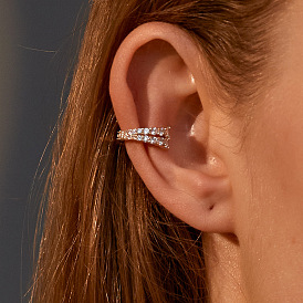 Chic Double-layered Copper Ear Cuff with Zirconia Stones for Non-pierced Ears