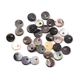 Natural Black Lip Shell Flat Round Charms