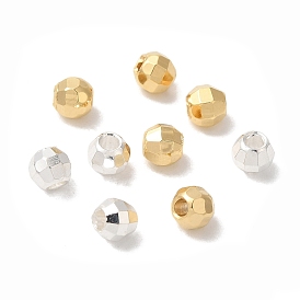 Brass Spacer Beads, Long-Lasting Plated, Faceted Round