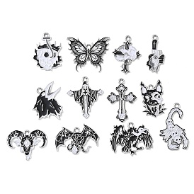 Pendentifs halloween en alliage d'émail, platine