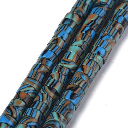 Brins de perles synthétiques de malachite bleue, perles heishi, Plat rond / disque