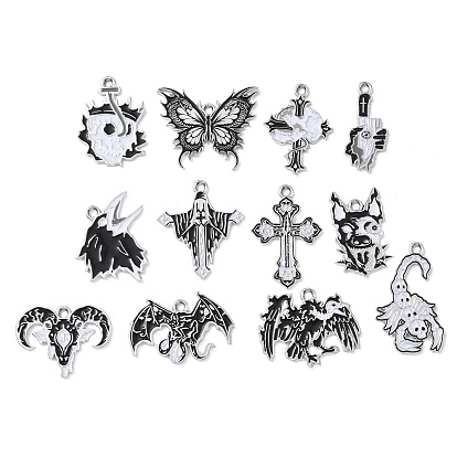 Pendentifs halloween en alliage d'émail, platine