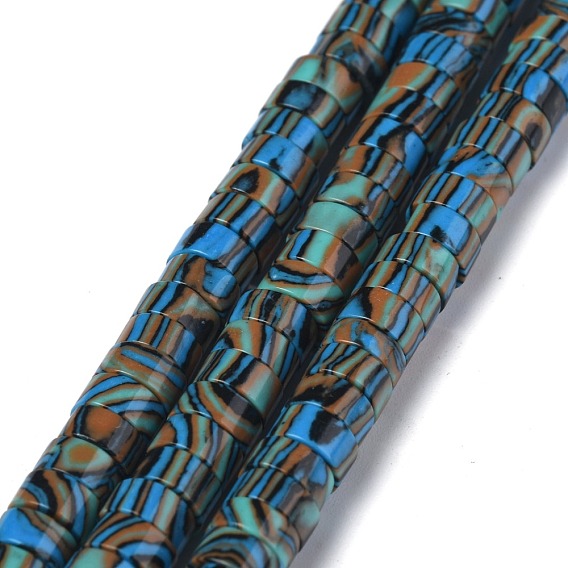 Brins de perles synthétiques de malachite bleue, perles heishi, Plat rond / disque