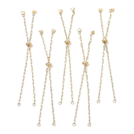 Изготовление браслетов из припаянной латуни с цепочкой-слайдером для скрепки, с 304 прелестей из нержавеющей стали, золотые