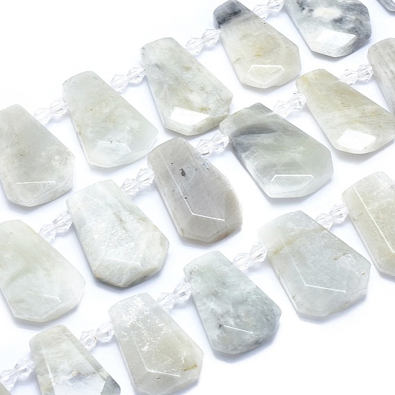 Натуральный Sunstone бисер пряди, сверху просверленные бусы, граненые, слеза