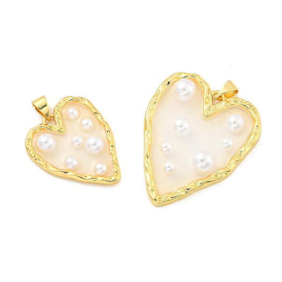 Подвески из латуни и эпоксидной смолы с покрытием стойки, подвески-сердечки с пластиковыми бусинами, долговечный, без свинца и без кадмия