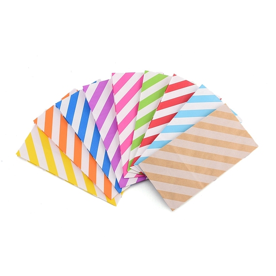 Kraft Paper Bags, No Handles, Storage Bags, White Stripe Pattern, Wedding Party Birthday Gift Bag
