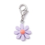 Opaque Resin Daisy Flower Pendant Decorations, with Zinc Alloy Lobster Claw Clasps