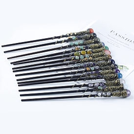 Natural & Synthetic Gemstone Magic Wand, Cosplay Magic Wand, with Wood Wand, for Witches and Wizards