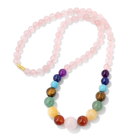 Gemstone Graduated Beaded Round Necklaces, Chakra Necklaces for Women