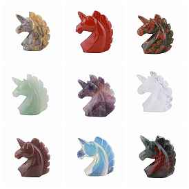 Natural & Synthetic Mixed Gemstone Unicorn Display Decorations, Figurine Home Decoration, Reiki Energy Stone for Healing