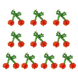 Подвески из стекла ручной работы в виде вишневых семян, с открытыми пружинными кольцами из нержавеющей стали 304