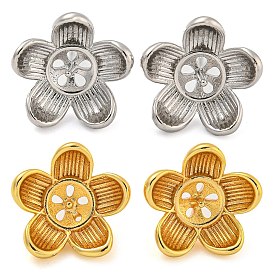 Rack Plating Brass Stud Earring Findings, Cadmium Free & Lead Free, Long-lasting Plated, Flower