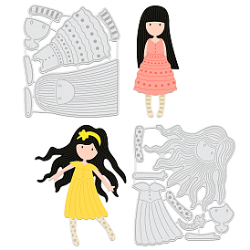 2шт 2 стили девушка углеродистая сталь резка штампы трафареты, для diy scrapbooking / фотоальбом, декоративная тисняющая бумажная карточка