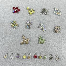 60Pcs 10 Styles AB Color Glass Pendants, Star Charm, with 304 Stainless Steel Open Jump Rings, Faceted