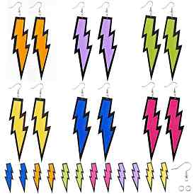 SUNNYCLUE Lightning Bolt DIY Dangle Earrings, with Glitter Acrylic Big Pendants and Brass Earring Hooks